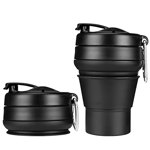 Comparison: Best Collapsible Coffee Cup 4 EASYXQ Collapsible Coffee Cup, 16 OZ 480ml Large Silicone Folding Camping Mug, Leak Proof BPA Free Portable, Travel Bottle with Lids for hiking, Microwave & Dishwasher Safe (Black)