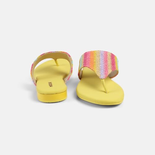 Image of Mochi Women's Colorful Zigzag Woven Strap Sandals