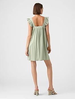 VERO MODA Women's Vmharper Sl Frill Short Dress, Reseda Green, XS :  Amazon.com.au: Clothing, Shoes & Accessories