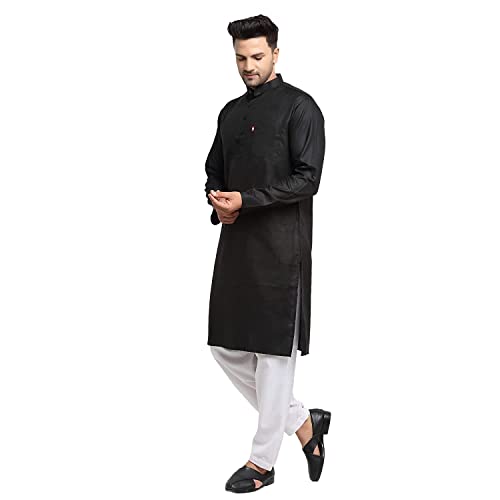 Image of Royal Kurta Mens Cotton Solid Pattern Kurta and Salwar Set