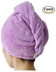Microfiber towels Soft Twist Hair Turban Wrap 2 Pack Fast Drying Cap Great Gift for Christmas (Purple)