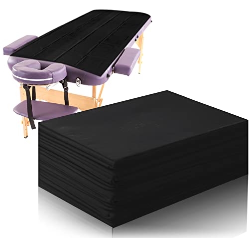 Boao 20 Pieces Disposable Bed Sheets 31 x 71 Inches Black Modern Massage Table Sheet