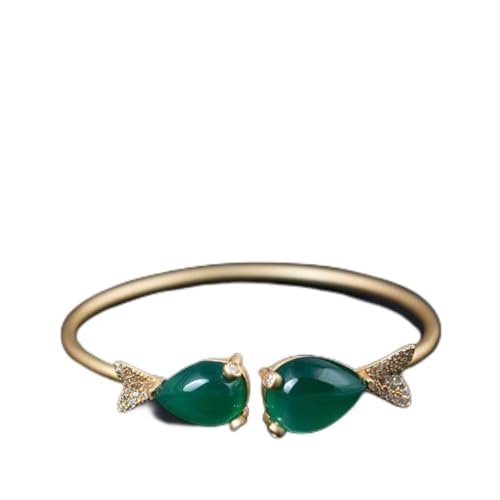 Bracelet en calcédoine pour femme, bijou ethnique en argent S925 avec motif poisson