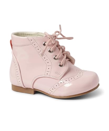 SIRRI Kids Quinn Patent Unisex Ankle Boots with Non-Slip Sole and Lace-Up - Available in 6 Multiple Colors