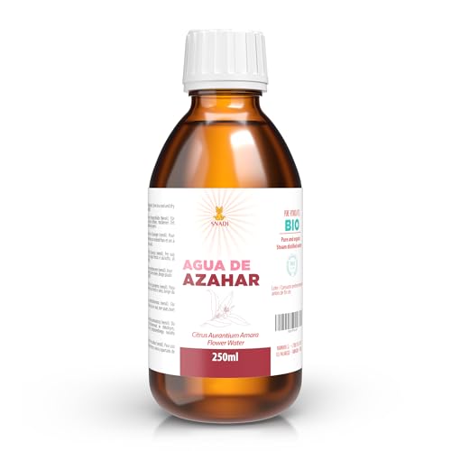 Snadi - Agua de Azahar Orgánica 250 ml | Hidratante Facial y Capilar | Relajante Natural y Sedante | Aromaterapia | Tonifica la Piel |Propiedades Astringentes y Antisépticas | BIO | Hidrolato