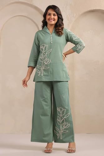 Image of Asmeriyo Women Embroidery Co Ord Set with Side Pocket | Women 2 Pic Kurta Set I Fancy Kurta Set | Stylish Kurti Outfit | Co-Ordination Wear | Festive and Casual wear (212-C-D-19-02)