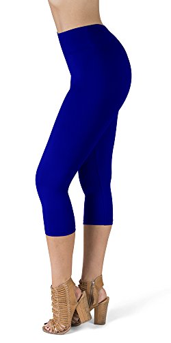 SATINA High Waisted Capri Leggings for Women - Capri Leggings for Women - High Waist for Tummy Control - Royal Blue Capri Leggings for -3 Inch Waistband (One Size, Royal Blue)