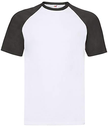 Fruit of the Loom Shortsleeve Baseball T-Shirt L,Weissschwarz