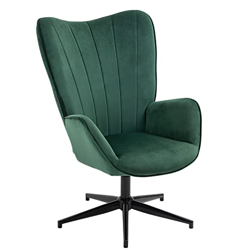 MEUBLE COSY Fauteuil Scandinave Chaise Pivotant pour Bureau Salon Chambre avec Un revêtement en Tissu des Accoudoirs Rembourés, Métal, Vert, 68x87x99cm Cover