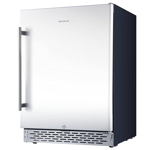 Image of Phiestina Beverage Refrigerator 24Inch, 172 Cans Indoor /Outdoor Undercounter Beverage Cooler Refrigerator Stainless Steel Beer Fridge with Safety Lock Built-in /Freestanding-Silver Foam Door