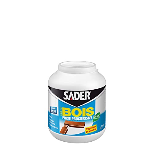 Sader Colle à Bois Prise Progressive – Colle Vinylique Bois Intérieur – Colle Forte pour Tous Bois et Dérivés –Transparente après Séchage – Sans Solvant – Pot de 650 g