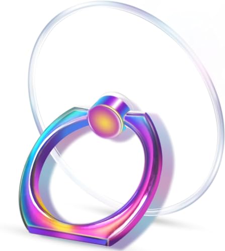 Image of KolorFish Transparent Phone Ring Stand Holder Mobile Phone Ring Holder Finger Grip 360 Degree Rotation (Rainbow Round)
