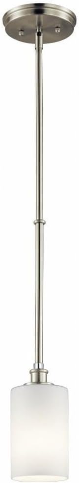 Kichler Joelson 19" 1 Light Mini Pendant with Satin Etched Cased Opal and Clear Glass Accent Glass in Brushed Nickel
