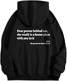 Photo Gallery yujingg felpa con cappuccio con scritta "dear person behind me" per uomo e donna, con scritta "you are entro", unisex, nero , m Photo Gallery yujingg felpa con cappuccio con scritta "dear person behind me" per uomo e donna, con scritta "you are entro", unisex, nero , m