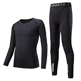 [Sillictor] キッズ コンプレッション ウェア 上下セット インナー スポーツ シャツ タイツ [吸汗速乾・通気保温] 3273+3329 ブラック・ブラック 150