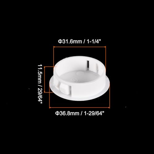 Image of uxcell 1-1 /4 inch Plastic Hole Plugs, 26Pcs Flush Type Panel Round Snap in Fastener Knockout Locking Plugs for Furniture Insert End Caps Panels, White