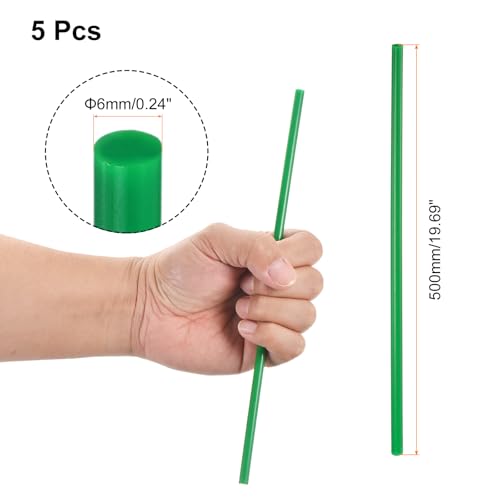Image of uxcell 5 Pcs Green Plastic Rods 6 x 500mm ABS Styrene Round Stick Round Solid Bar DIY Model for DIY Toys Building Making Architectural Model Making