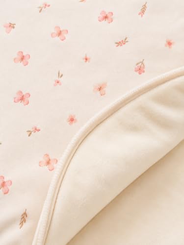 Image of TuddyBuddy Baby Cotton Wearable Quilted Sleeping Bag Blanket 1.5 Tog with 2 Way Zipper Closure | Ideal for Babies & Kids Hypoallergenic Fabrics | (Pink Butterflies - Off White, 6-12 Months)