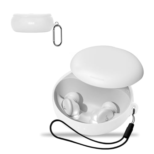 For Anker Soundcore Sleep A30 用 ケース カバー KONXISA Anker Soundcore Sleep A30 ワイヤレスイヤホンケース シリコン素材 耐衝撃 防水防塵 ウォッシャブル (カラビナ付き+ストラップ付き )