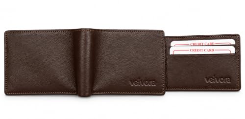 Image of Men's Bifold Wallet, Premium Leather Look Wallet for Men with Multiple Card Slots, Cash Compartment & Compact Slim Design, Stylish Everyday Pocket Wallet - Dark Brown