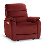 MCombo Power Zero Wall Hugger Recliner Chair for Small Space RV Living Room, Power Recliner with Adjustable Headrest, USB & USB-C Charging Ports, Fabric ST257 (Burgundy)