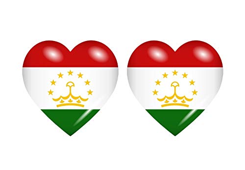 Akachafactory 2X Autocollant Sticker Drapeau Coeur TJ Tadjikistan