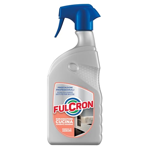 FULCRON Sgrassatore Cucina Superfici Moderne Pronto all'Uso, Sgrassa e Deterge, Fragranza Limone, Arancia e Bergamotto, 750 ml