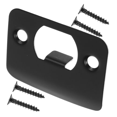 POPETPOP ドアロックアクセサリー デッドボルトの取り付け 室内ドア用ドアプレート ドアロックプレート ドアロックカバープレート ロックストライクプレート ドア補強板 ステンレス鋼 Black