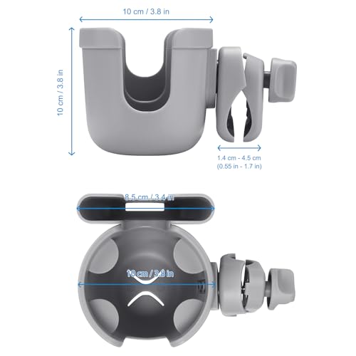 Accmor Stroller Cup Holder with Phone Holder, Bike Cup Holder, Universal Cup Holder for Uppababy Nuna Doona Strollers, 2-in-1 Cup Holder for Walker, Wheelchair, Scooter - 10