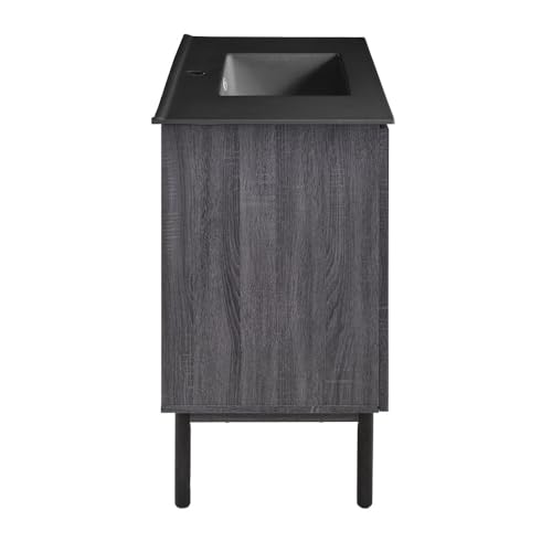 Image of Swiss Madison Classe 36 in. Black Oak Bathroom Vanity with Black Ceramic Sink Top