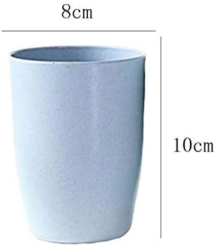 Miniatura 2 de Paquete de 5 vasos de paja de trigo irrompible reutilizable para beber (12 onzas), color azul
