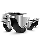 W B D WEIBIDA 3 Inch Stainless Steel Heavy Duty Caster Wheels, 4400lbs Capacity, Rust-Proof&Tougher Plate Swivel Industrial Outdoor Caster with Brake, Quiet Low Gravity Center Nylon Castor Set of 4