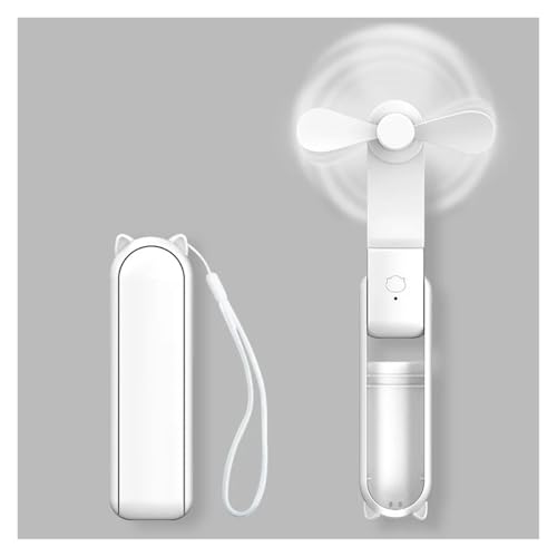 LaiYN Ventilador portátil Mi/ni*, Recargable por USB, Ajustable en 3 velocidades, Plegable, for Viajes y Uso en Exteriores.(White)