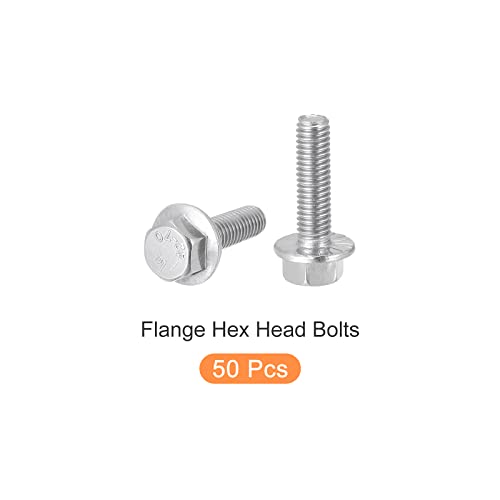 Image of METALLIXITY Flange Hex Head Bolts (M6x25mm) 50pcs, Hexagon Bolt Fully Thread Screw - for House Construction Hardware Fasteners