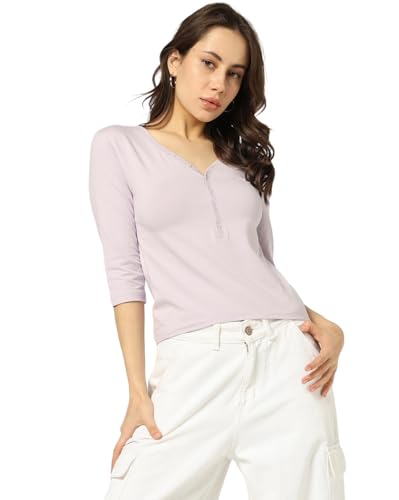 Image of Gap Women Solid Slim Fit Short Sleeves V-Neck Blouse
