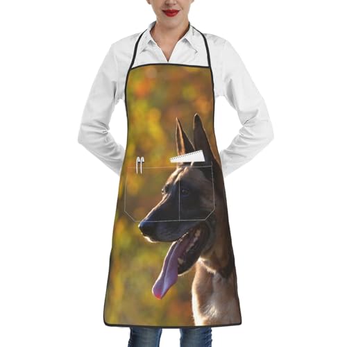 Tcoay Malinois, Delantal de cocina ajustable con bolsillos, Delantales de cocina Delantal de chef impermeable Delantales ajustables con pechera