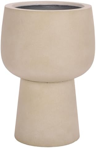 <h3>Sculptural Beige Pedestal Planter</h3>
