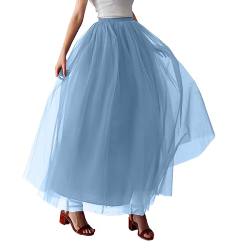Falda de tul negra para mujer, faldas tutú de ballet, falda tutú para fiesta, disfraz de mujer, falda larga de tul para mujer, falda larga negra, falda de tenis, azul celeste, Talla única