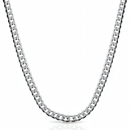 QUADRI Cuban Link Chain for Men – 925 Sterling Silver, 5mm Diamond-Cut Necklace, 16-26 Inch, Cadena de Plata para Hombre, Made in Italy, Gift for Him
