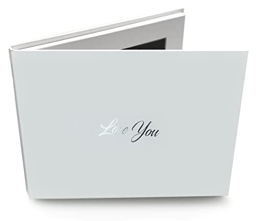 Talking Print 7" IPS HD Video Memory Book, 'Love You' Silver Foiled On Cover, A5 Hard Backed Video Brochure, 4GB memory
