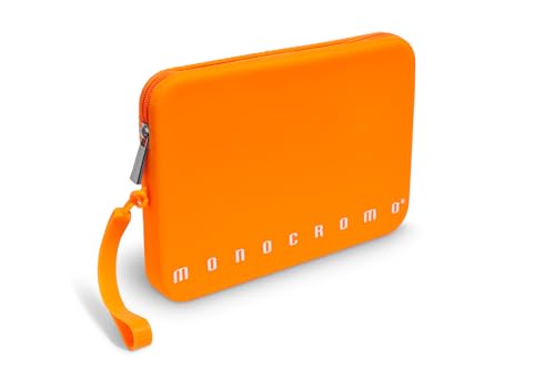 Pigna, Bolso Clutch de Silicona Suave, Color Fluo Liso, con asa, Cremallera, Color Naranja, Embalaje 1 Unidad