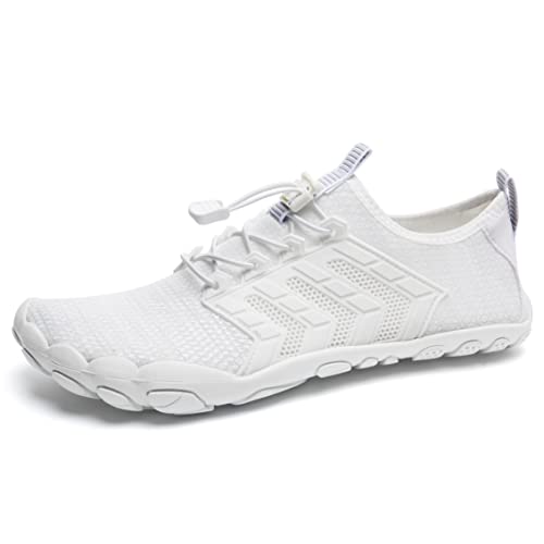 IceUnicorn Barfuss Schuhe Damen Walkingschuhe Barfußschuhe Herren Anfänger Bequeme Atmungsaktiv Gesunde (15#Weiß, 38EU)