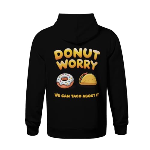 Kids Vintage Funny Donut Worry We Can Taco About It Boys Girls Lightweight Kangaroo Pocket Fleece Hoodies3