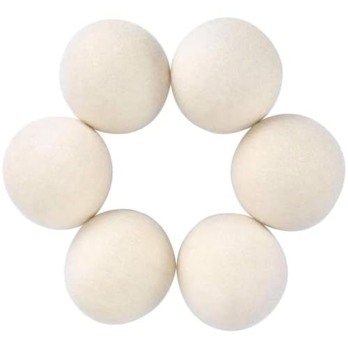 CALIBAN Lot de 6 balles de séchage en laine de qualité supérieure - Fabriquées avec de la laine qui remplace les feuilles de sèche-linge - Anti-peluches - 7 cm