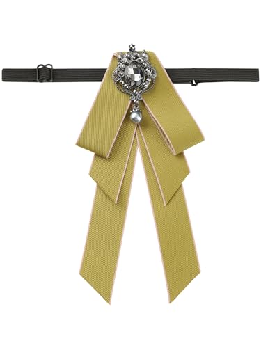 Image of Women's Ribbon Brooch Necktie Rhinestone Bow Ties for Elegant Chic