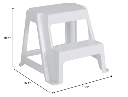 Image of Rubbermaid Step Stool, Two Step, White, for Home /House /Kitchen /Laundry /Garage