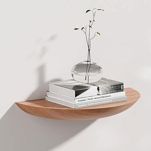 Onxyrbyte Estante semicircular montado en la Pared,Estantes De Pared Flotantes Semicirculares De Madera Maciza,Baldas Flotantes Decorativa Rústica,Ahorro de Espacio,para Baño Cocina Dormitorio Salón