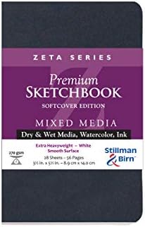 Stillman & Birn Zeta Series Softcover Sketchbook, 3.5" x 5.5", 270 GSM (Extra Heavyweight), White Paper, Smooth Surface
