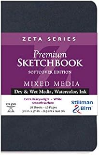 Stillman & Birn Zeta Series Softcover Sketchbook, 3.5" x 5.5", 270 GSM (Extra Heavyweight), White Paper, Smooth Surface