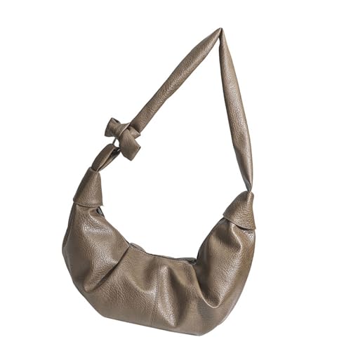 Sac à bandoulière plissé en cuir PU abricot pour femme style coréen